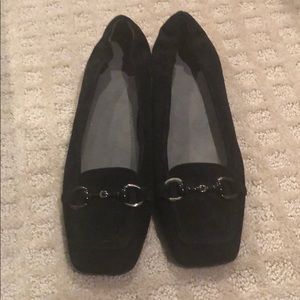Black suede flats